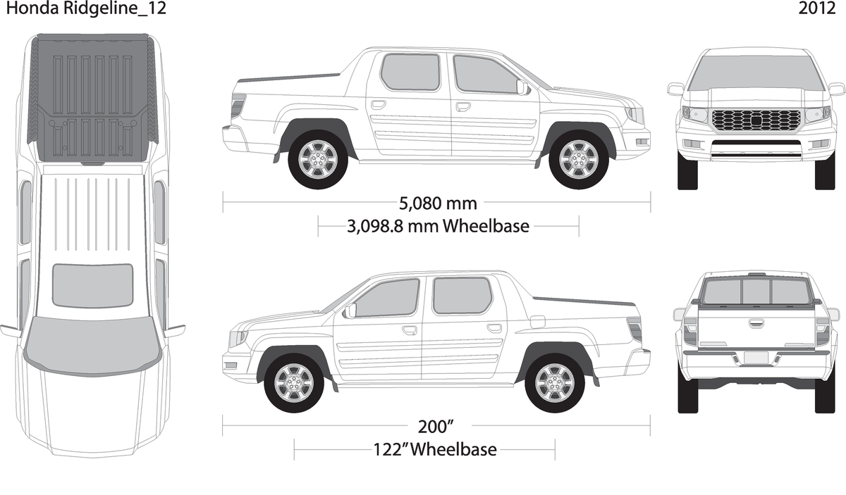 2012 Honda Ridgeline V12 Vehicle Wrap Template