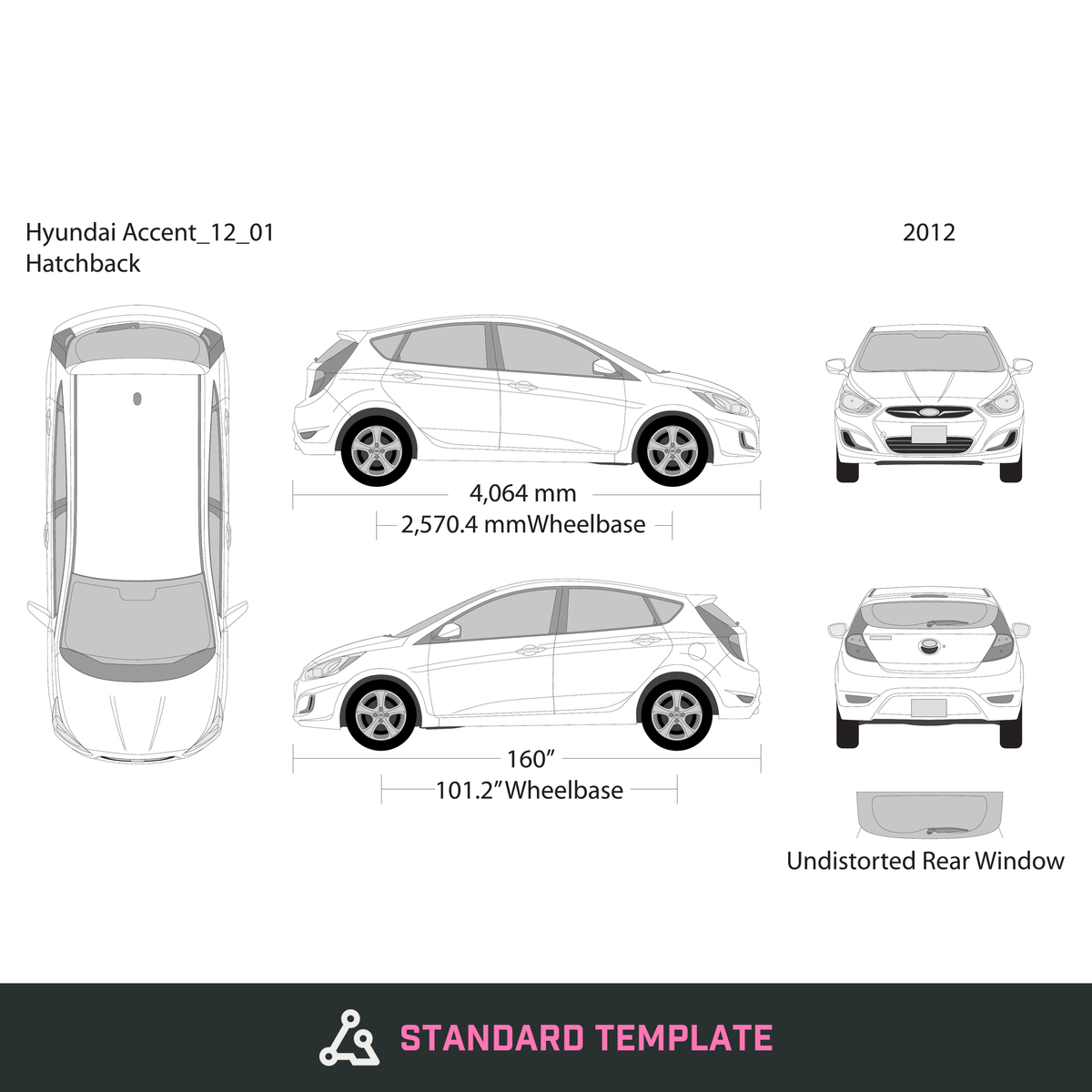 2012 Hyundai Accent Hatchback vector wrap template, Design-Ready PDF - GravBase