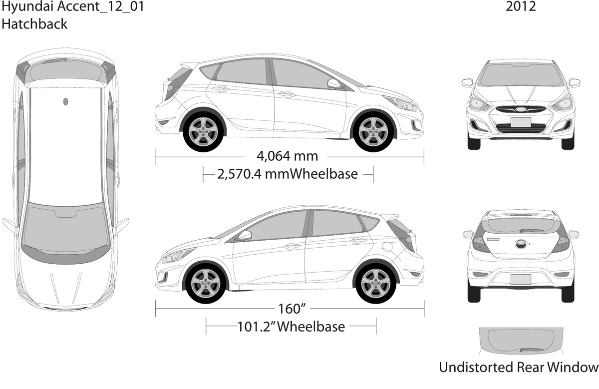 2012 Hyundai Accent Hatchback vector wrap template, Design-Ready PDF - GravBase