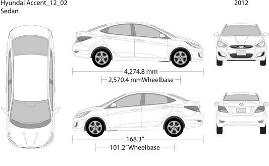 2012 Hyundai Accent Sedan vector wrap template, Design-Ready PDF - GravBase