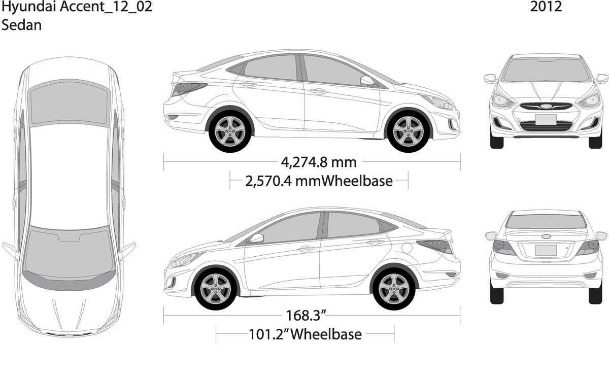 2012 Hyundai Accent Sedan V02 Vehicle Wrap Template