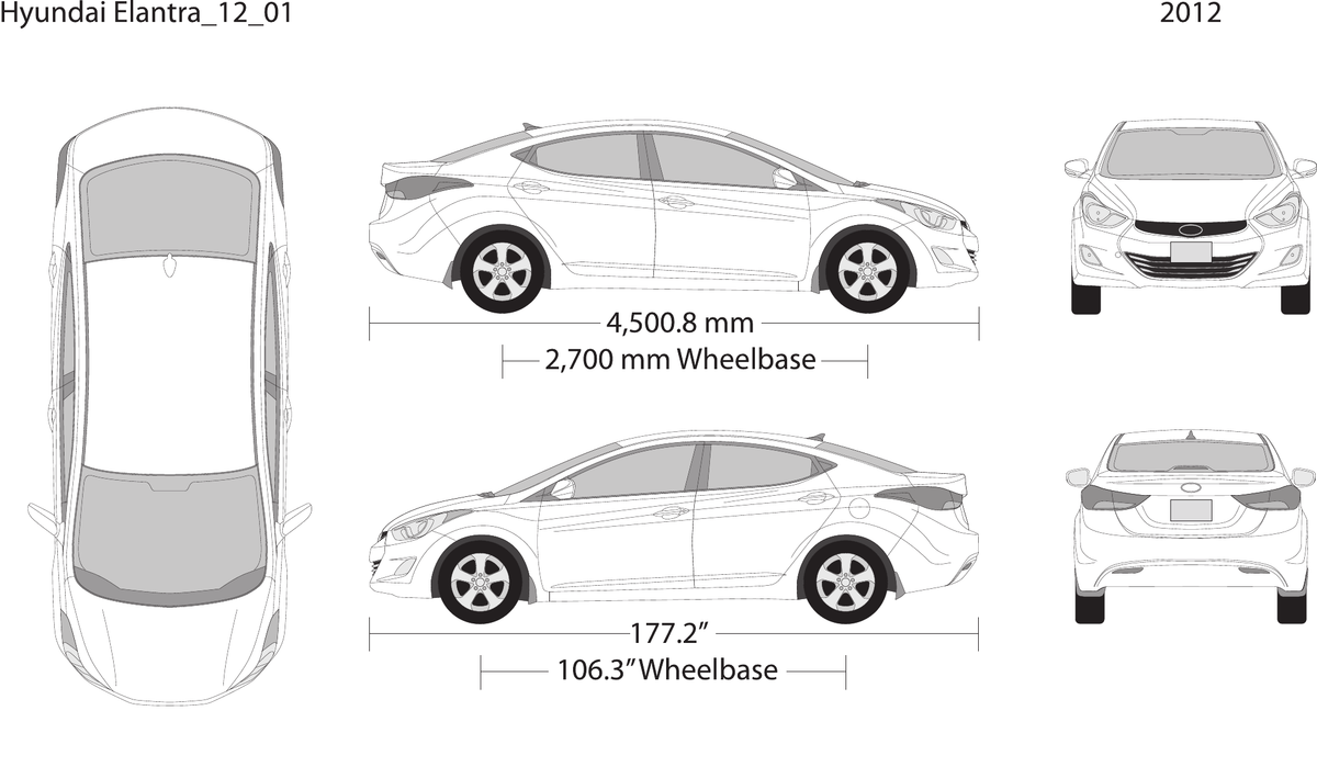 2012 Hyundai Elantra vector wrap template V01, Design-Ready PDF - GravBase