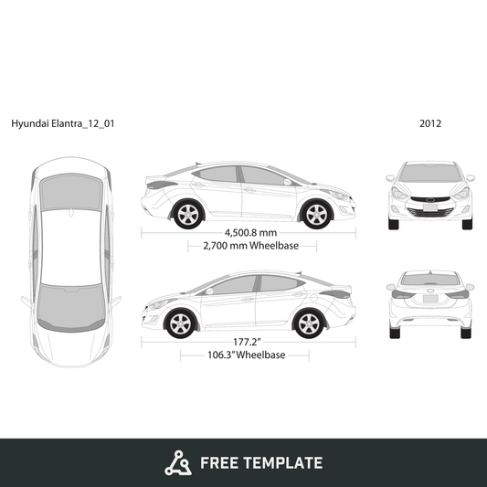 2012 Hyundai Elantra free vector vehicle wrap template - GravBase