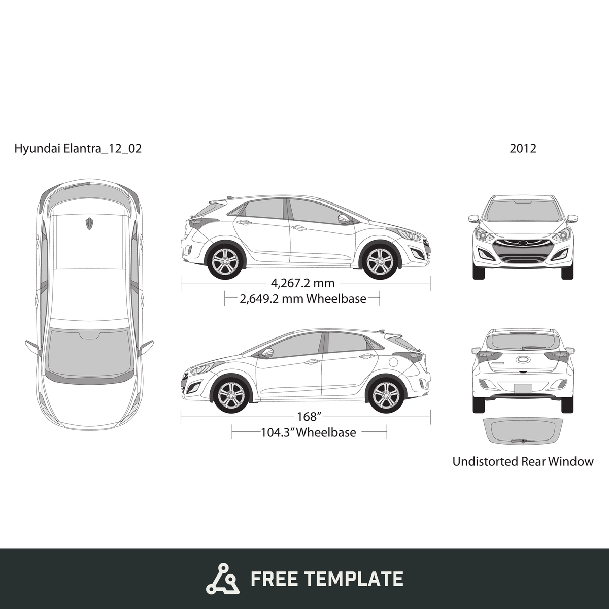 2012 Hyundai Elantra free vector vehicle wrap template - GravBase