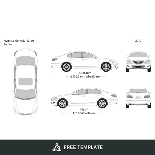 2012 Hyundai Genesis free vector vehicle wrap template - GravBase