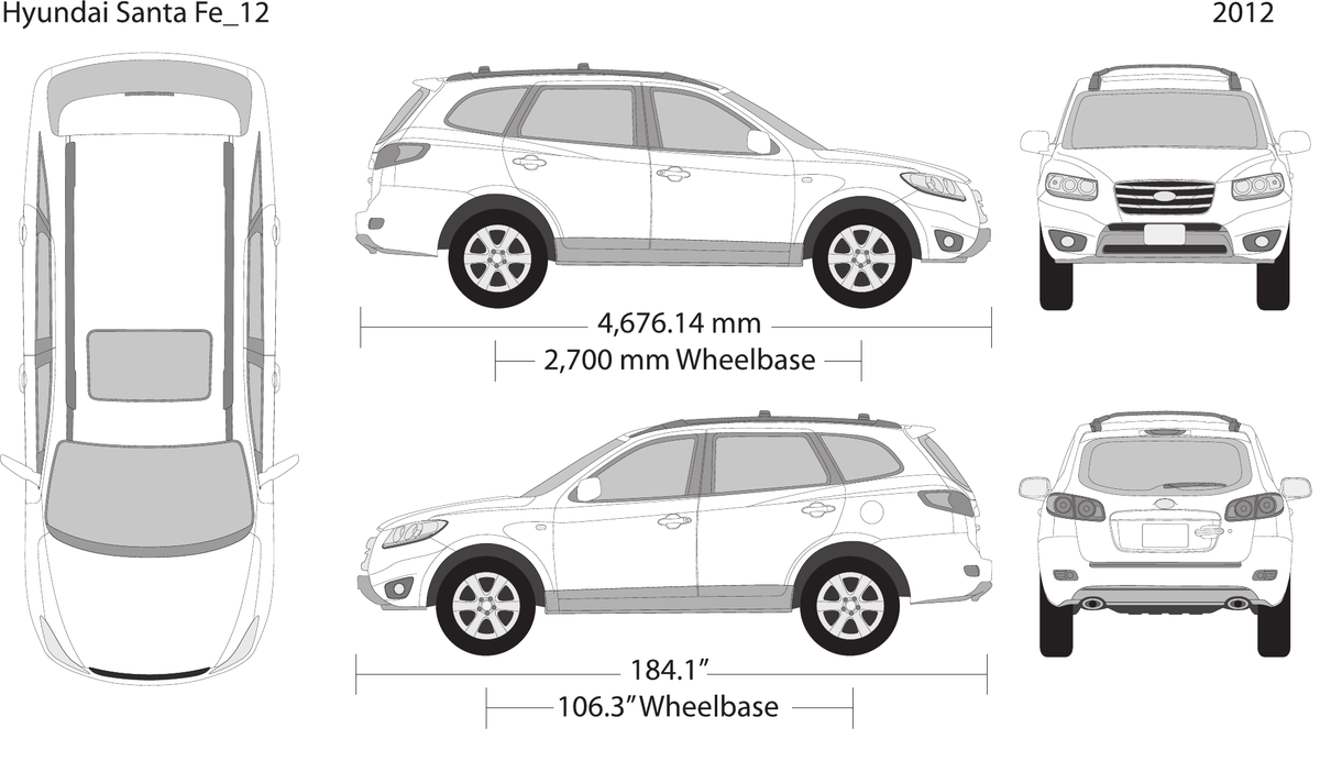 2012 Hyundai Santa Fe vector wrap template, Design-Ready PDF - GravBase