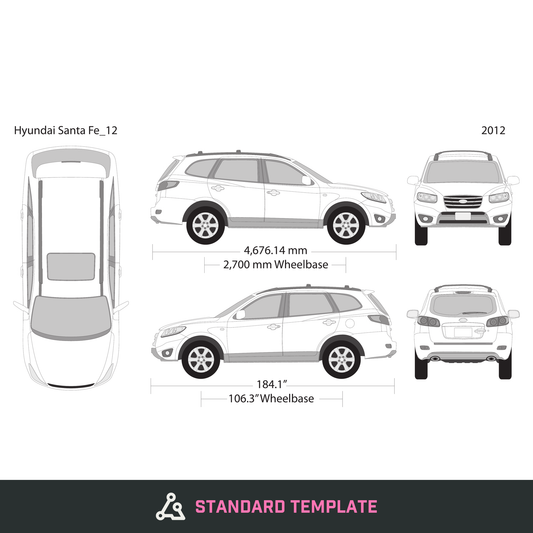 2012 Hyundai Santa Fe vector wrap template, Design-Ready PDF - GravBase