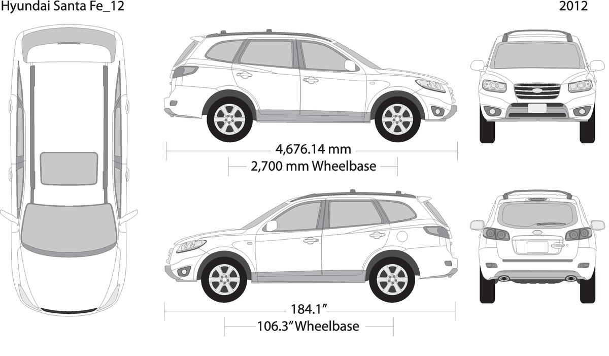 2012 Hyundai Santa Fe V12 Vehicle Wrap Template