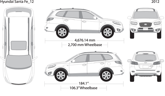 2012 Hyundai Santa Fe V12 Vehicle Wrap Template