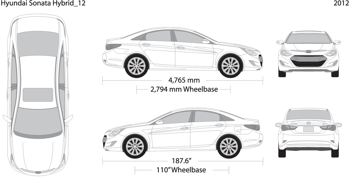 2012 Hyundai Sonata Hybrid V12 Vehicle Wrap Template