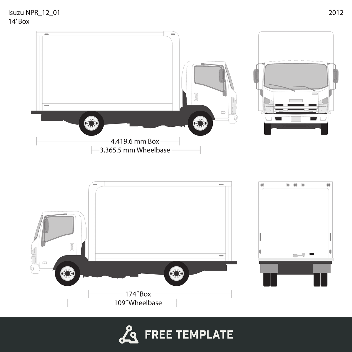2012 Isuzu NPR free vector vehicle wrap template - GravBase