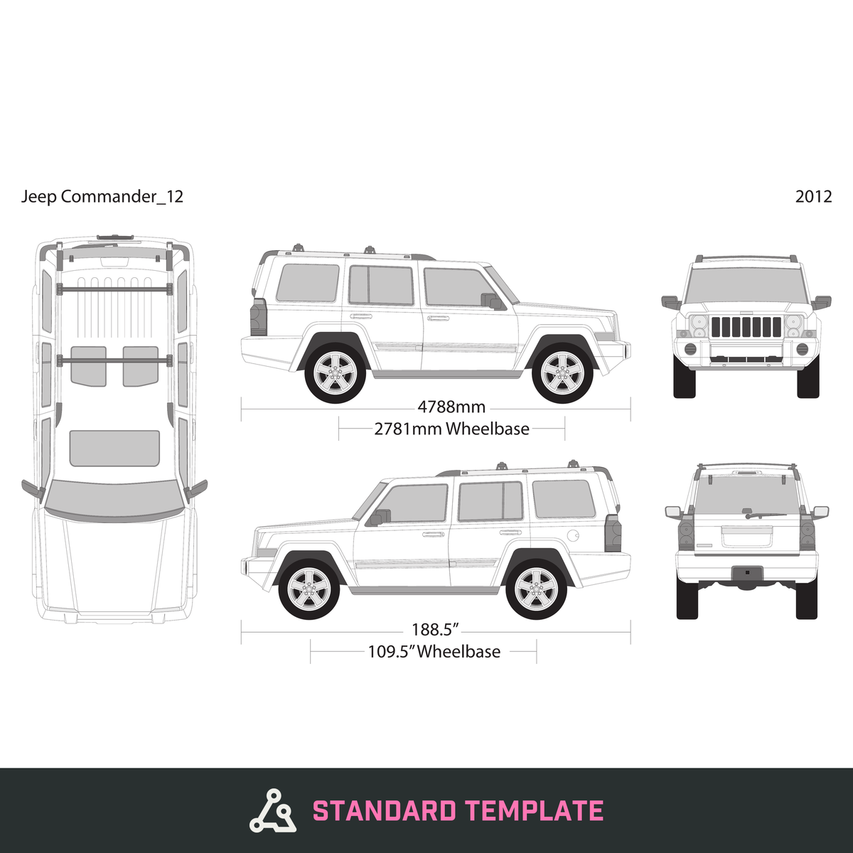 2012 Jeep Commander vector wrap template, Design-Ready PDF - GravBase