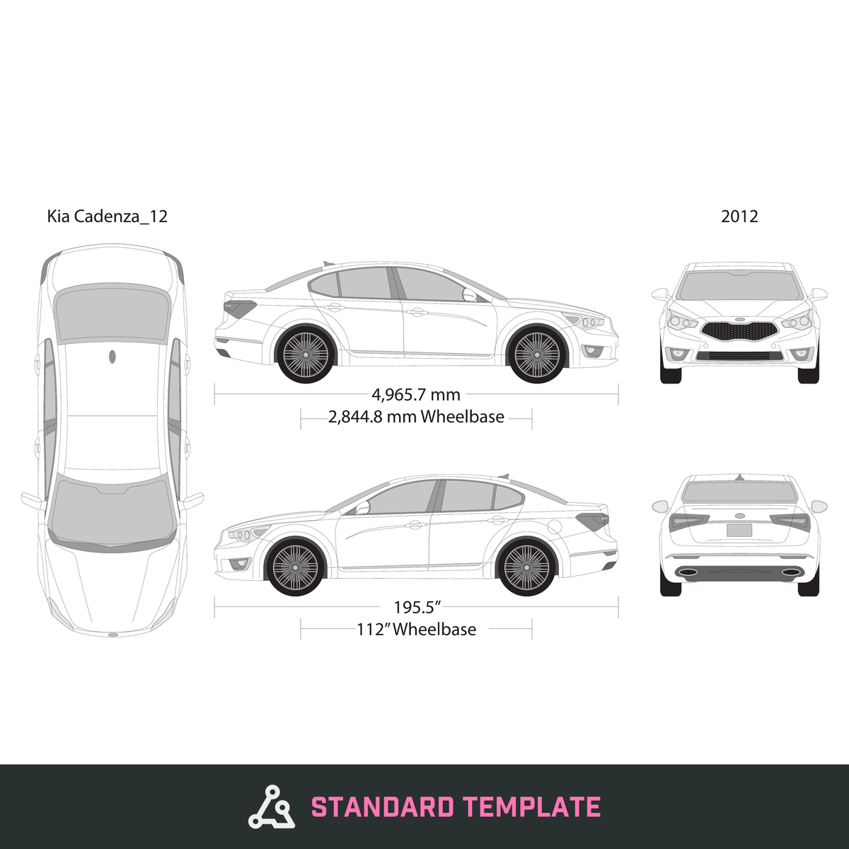 2012 Kia Cadenza vector wrap template, Design-Ready PDF - GravBase