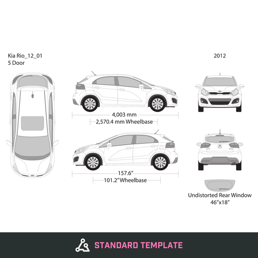 2012 Kia Rio5 vector wrap template, Design-Ready PDF - GravBase
