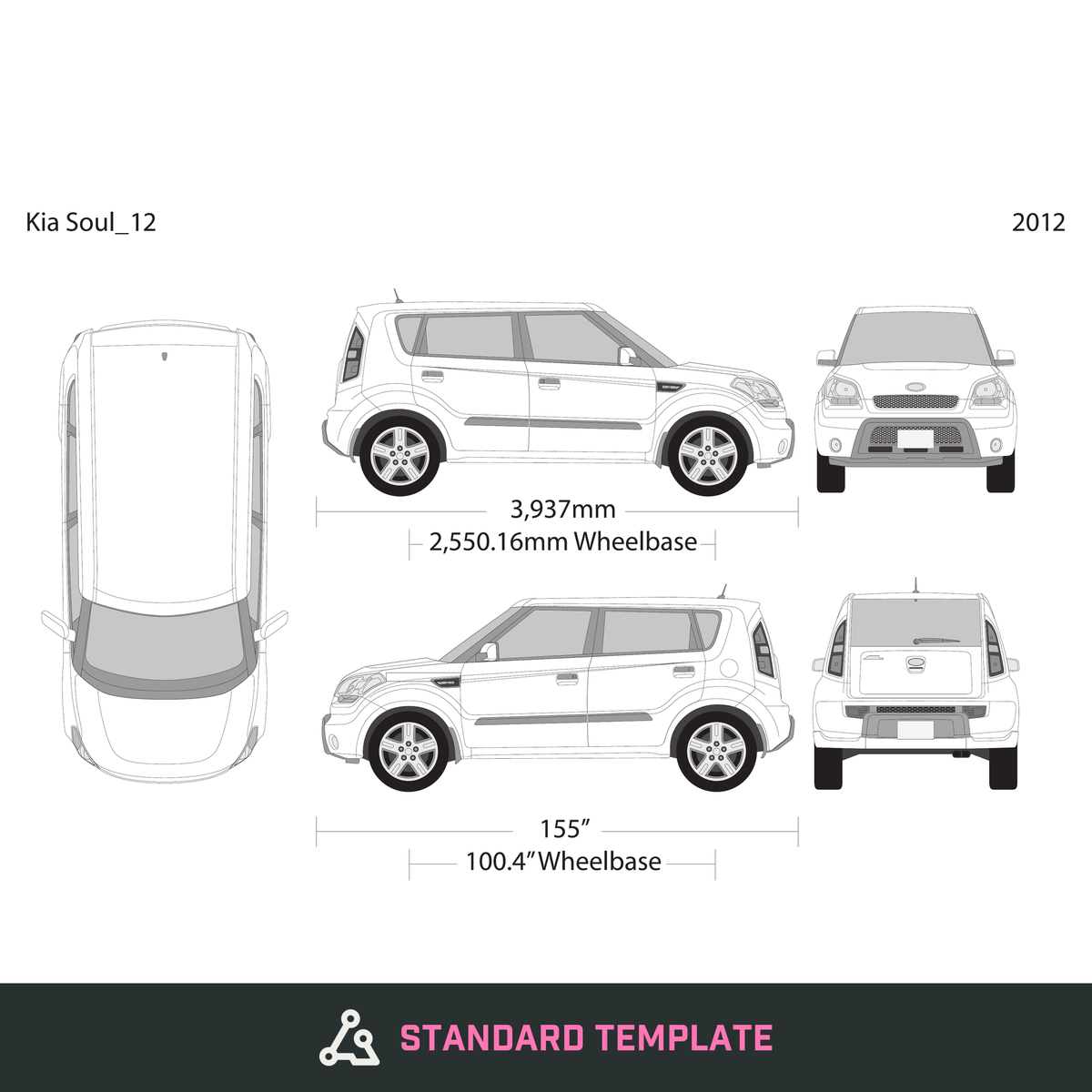 2012 Kia Soul vector wrap template, Design-Ready PDF - GravBase