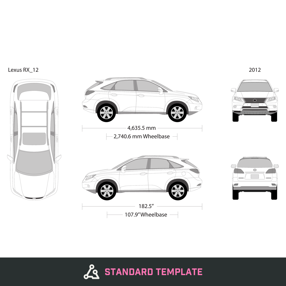 2012 Lexus RX vector wrap template, Design-Ready PDF - GravBase