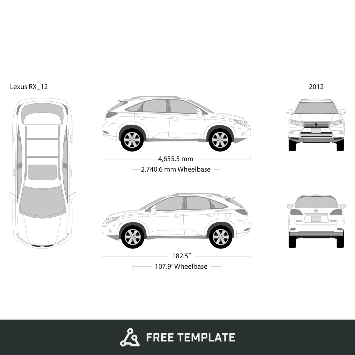 2012 Lexus RX free vector vehicle wrap template - GravBase