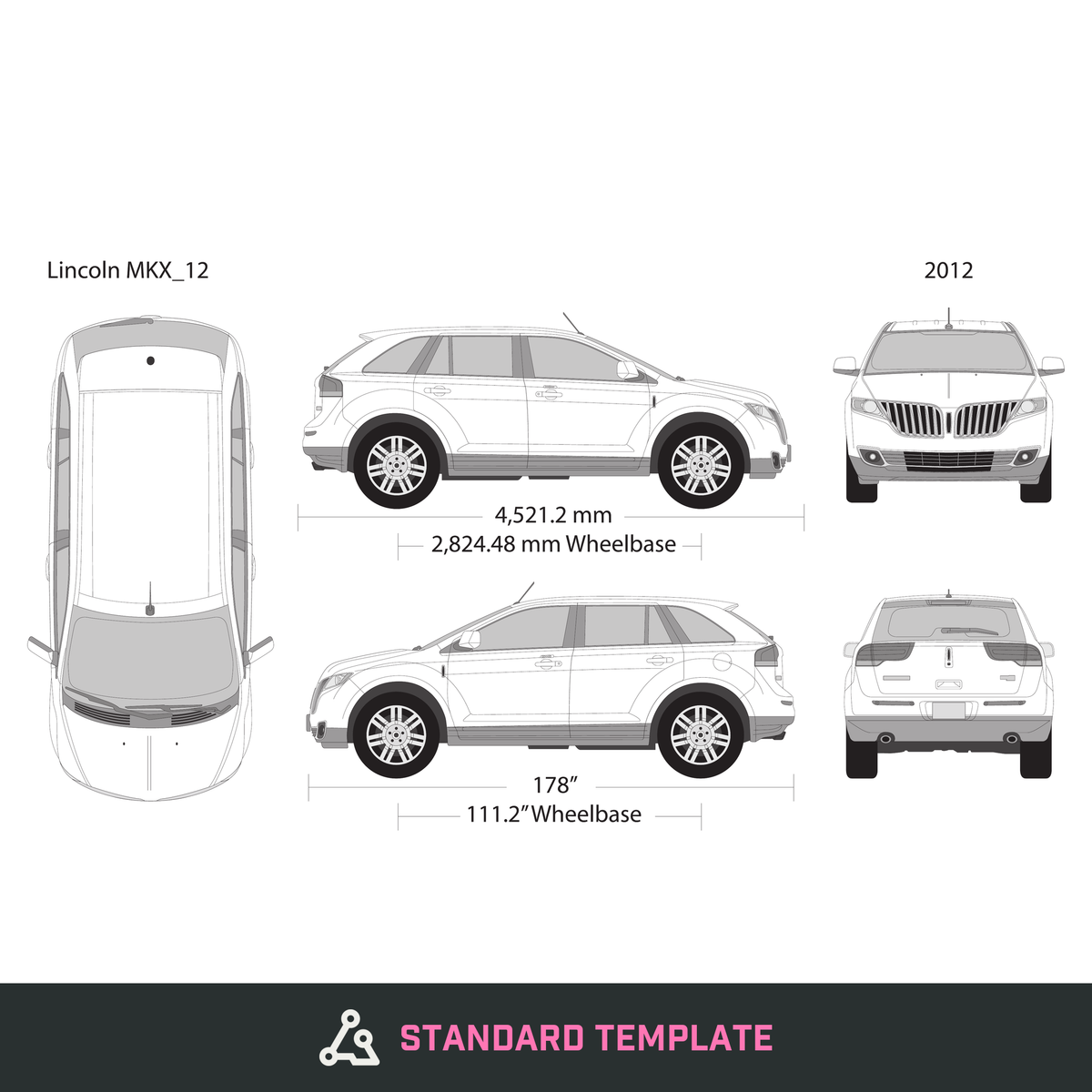 2012 Lincoln MKX vector wrap template, Design-Ready PDF - GravBase