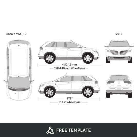 2012 Lincoln MKX free vector vehicle wrap template - GravBase