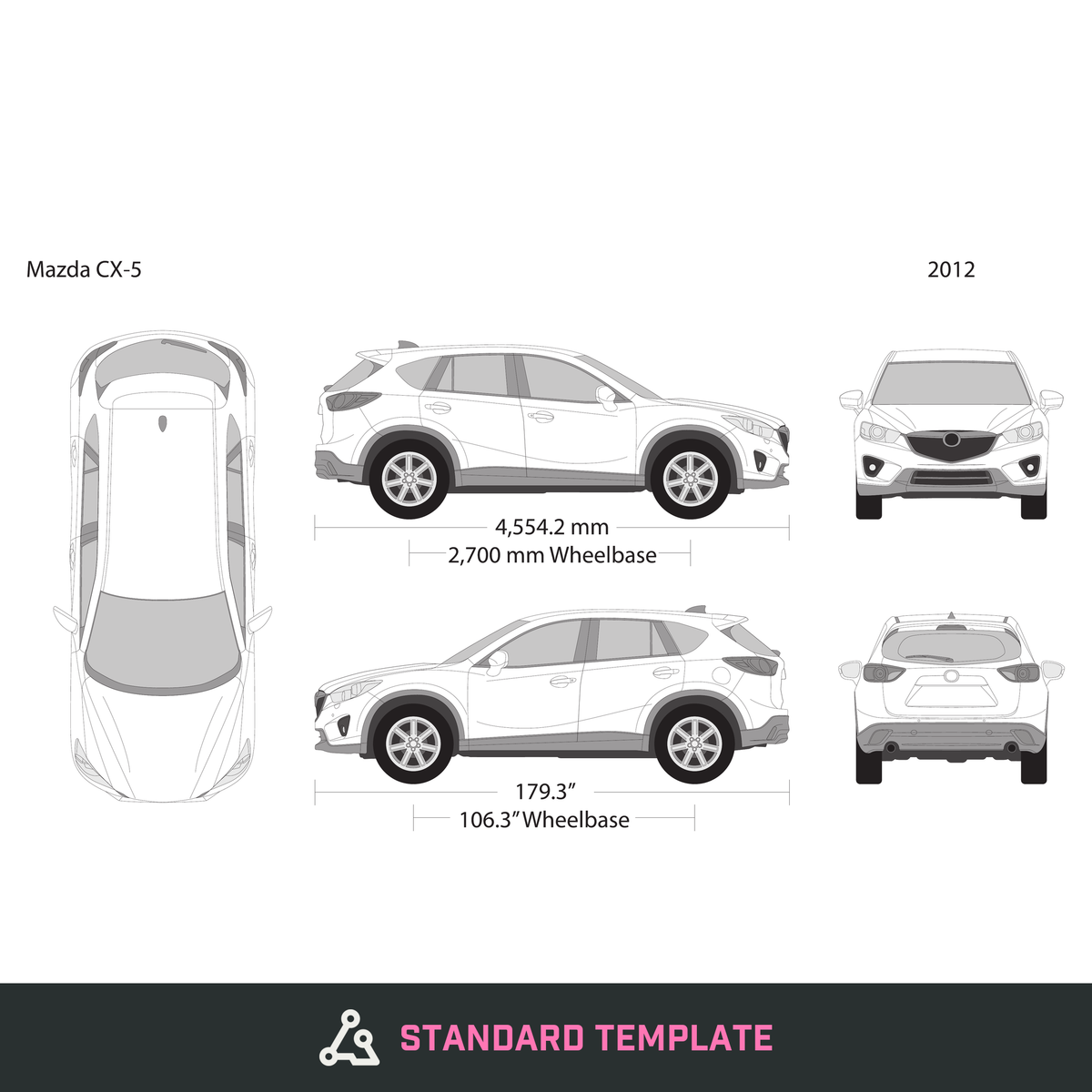 2012 Mazda CX-5 vector wrap template, Design-Ready PDF - GravBase