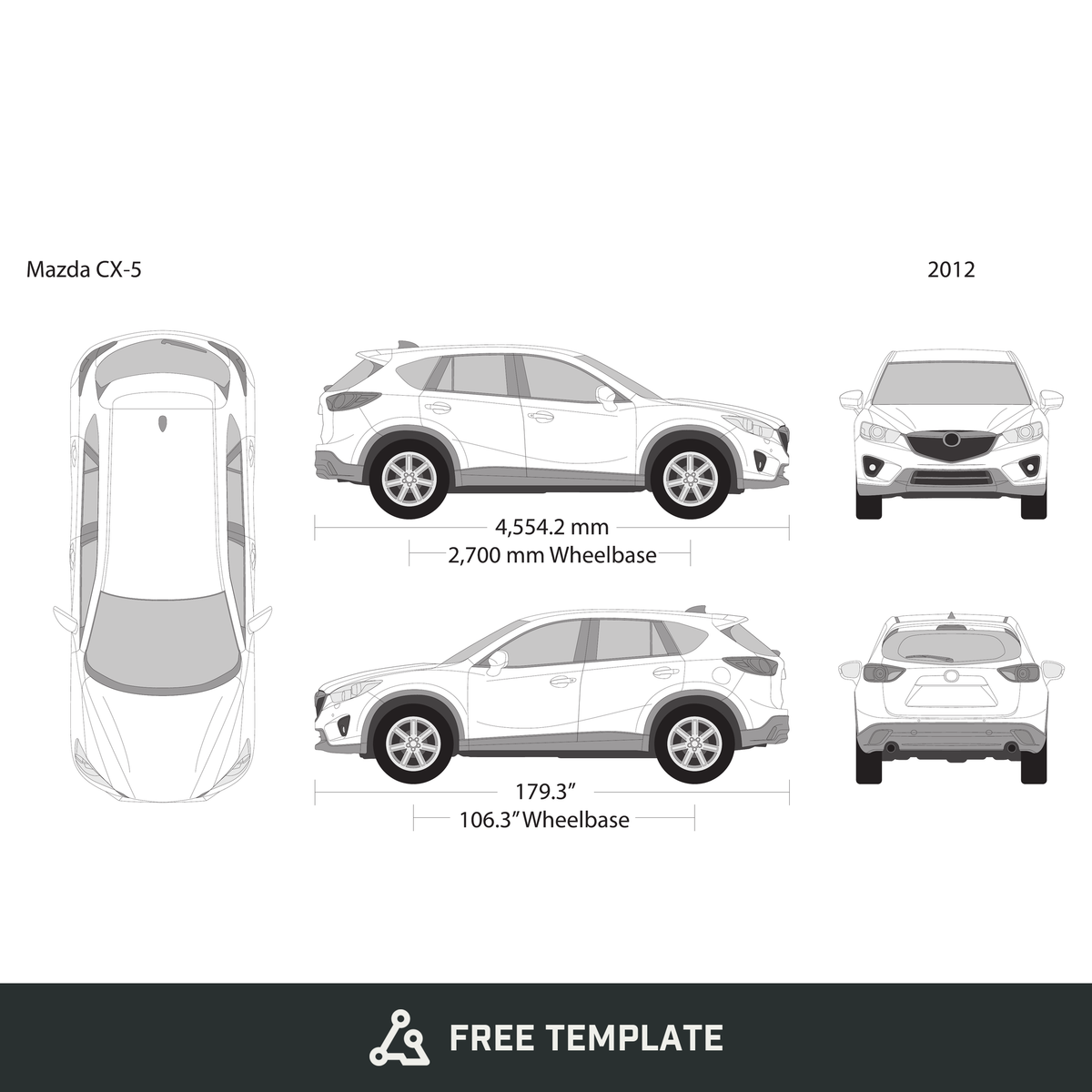 2012 Mazda CX-5 free vector vehicle wrap template - GravBase