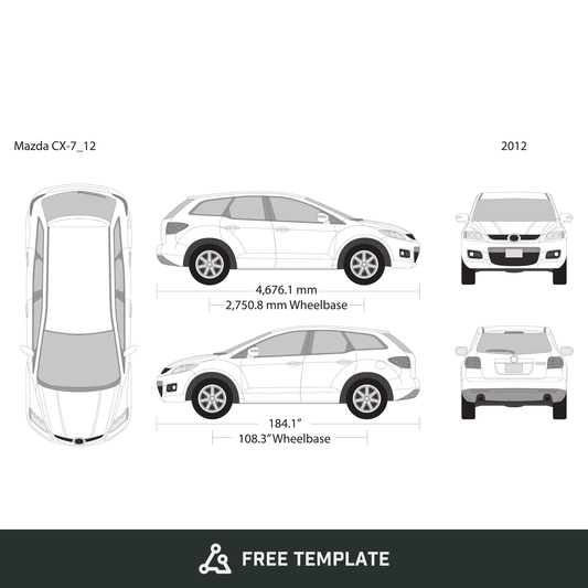 2012 Mazda CX-7 free vector vehicle wrap template - GravBase