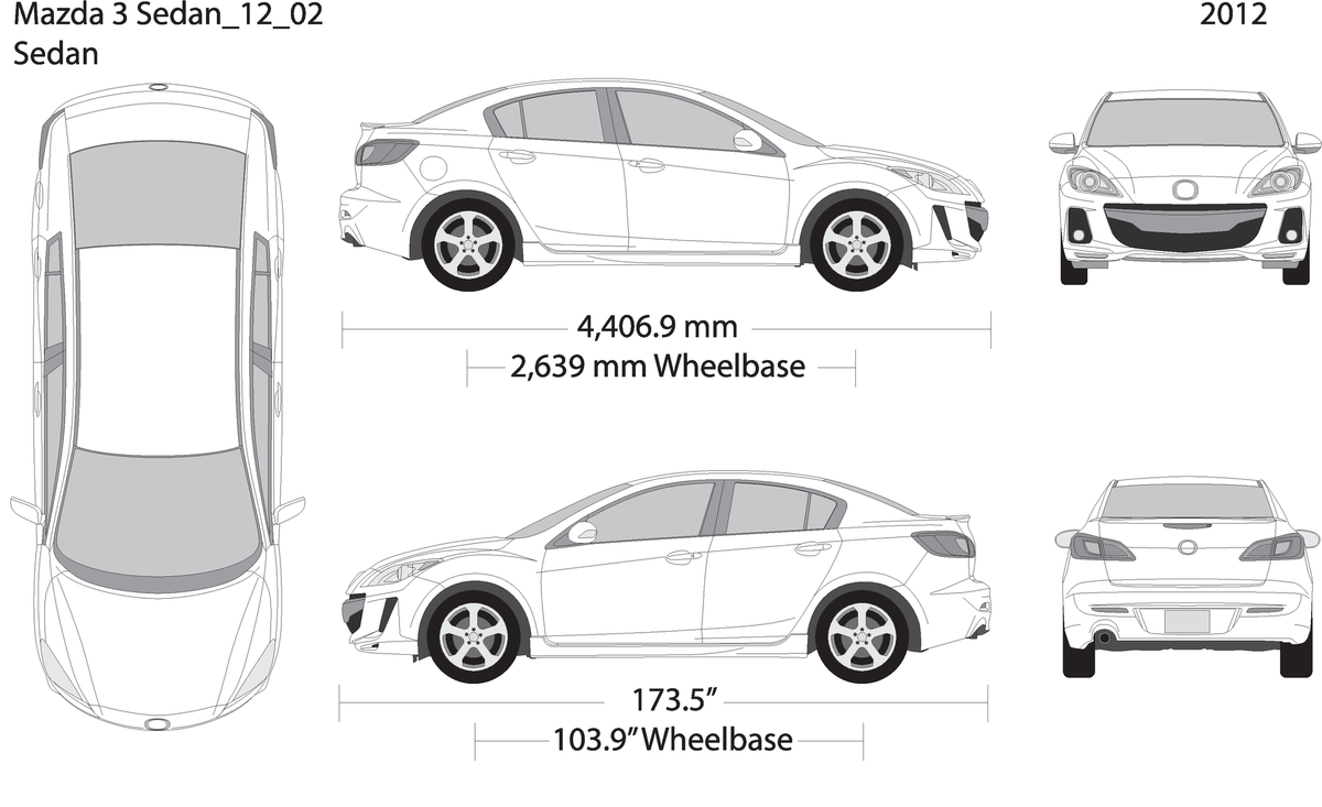 2012 Mazda Mazda 3 Sedan V02 Vehicle Wrap Template