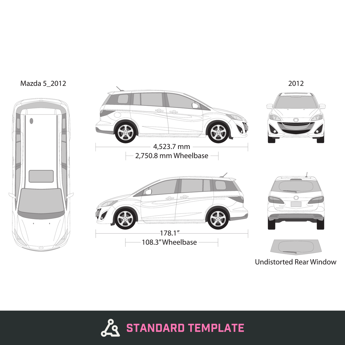 2012 Mazda 5 vector wrap template, Design-Ready PDF - GravBase