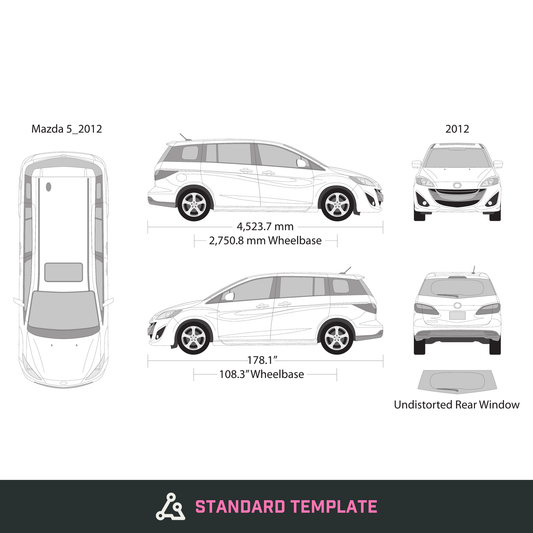 2012 Mazda 5 vector wrap template, Design-Ready PDF - GravBase
