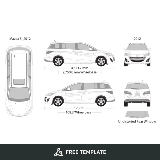 2012 Mazda 5 free vector vehicle wrap template - GravBase