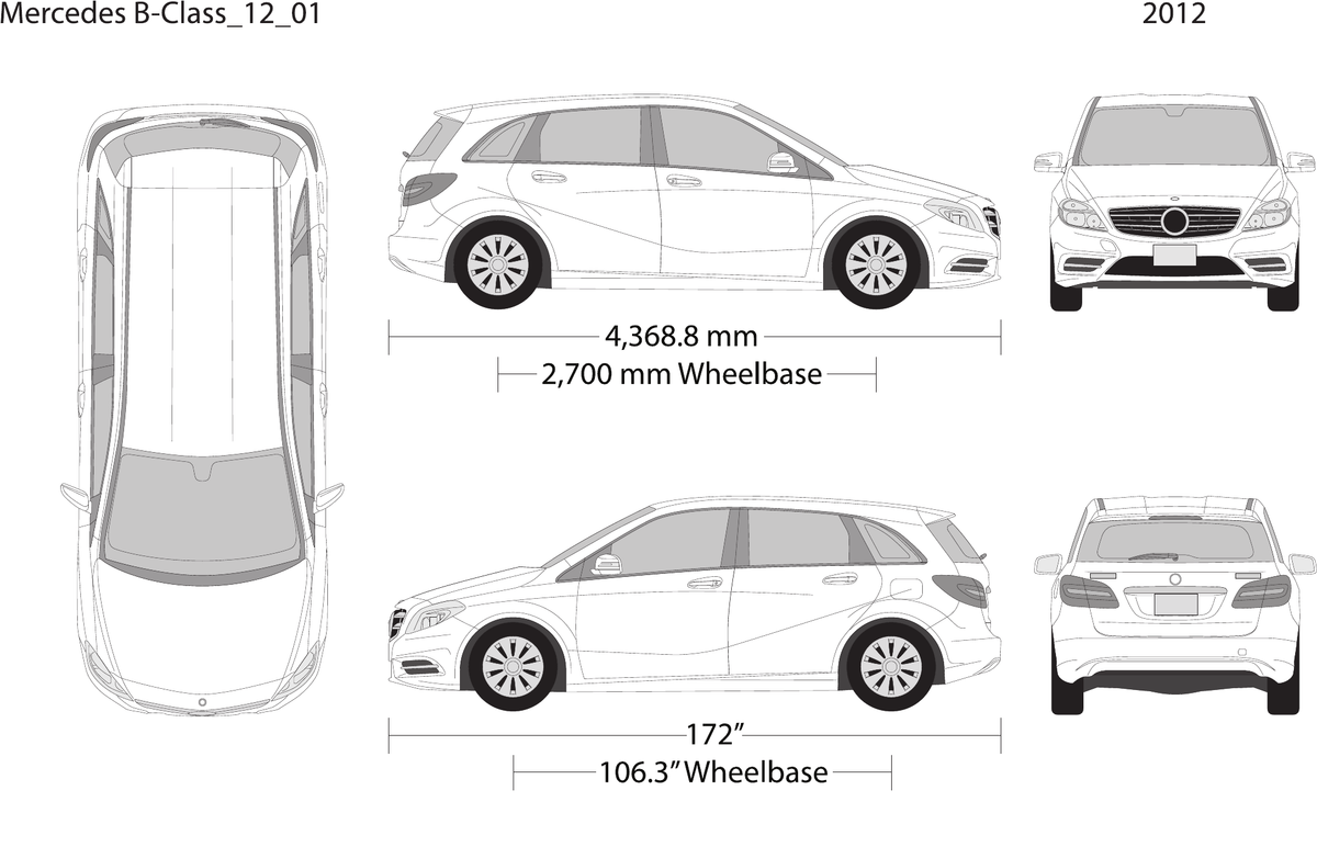 2012 Mercedes B-Class vector wrap template, Design-Ready PDF - GravBase
