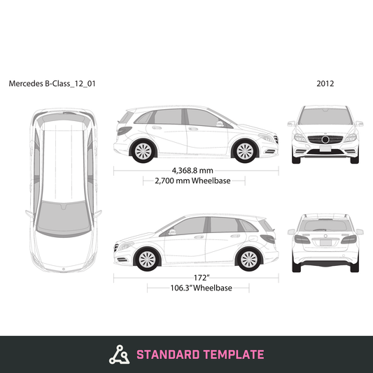 2012 Mercedes B-Class vector wrap template, Design-Ready PDF - GravBase