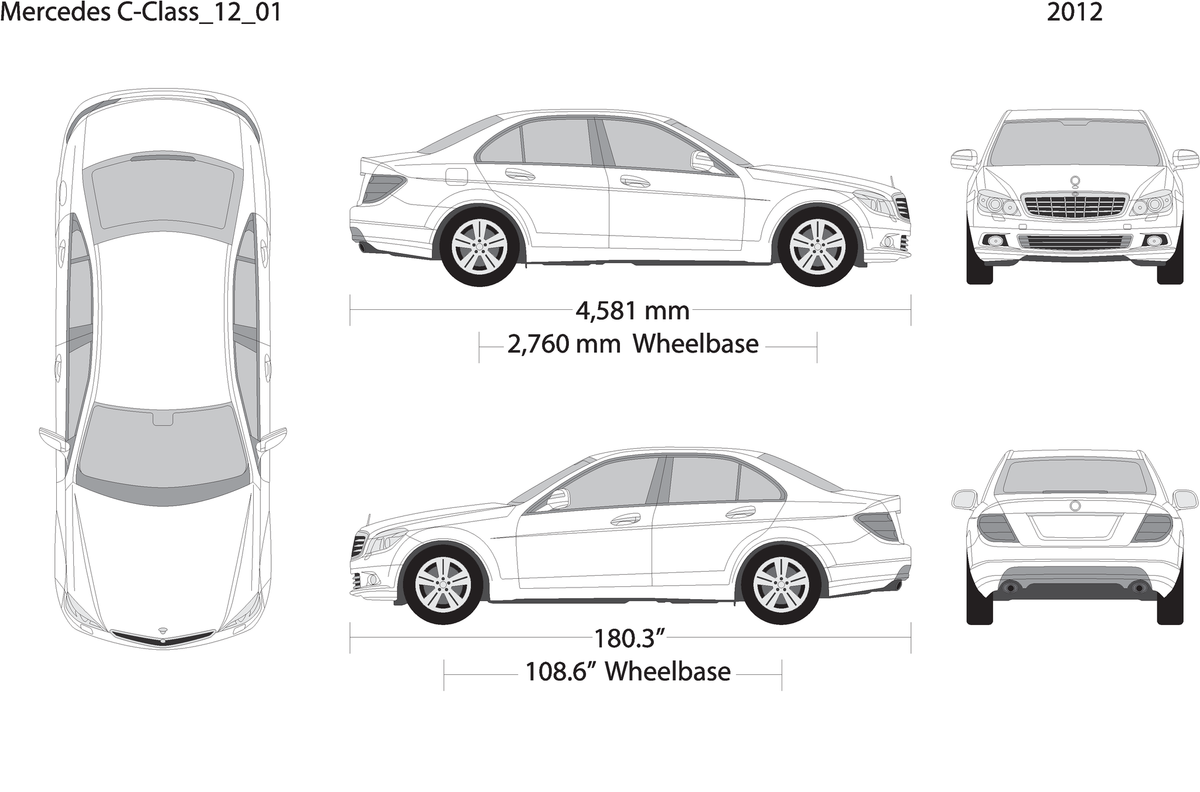 2012 Mercedes C Class V01 Vehicle Wrap Template