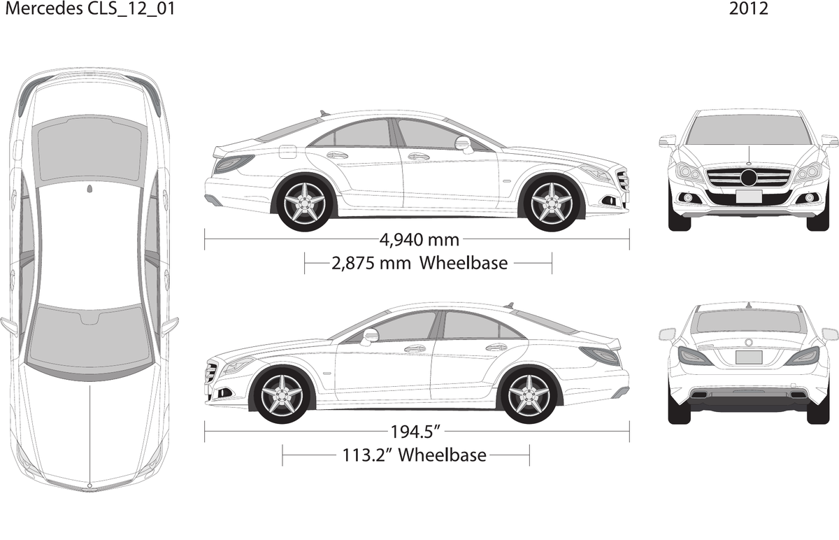 2012 Mercedes CLS vector wrap template, Design-Ready PDF - GravBase