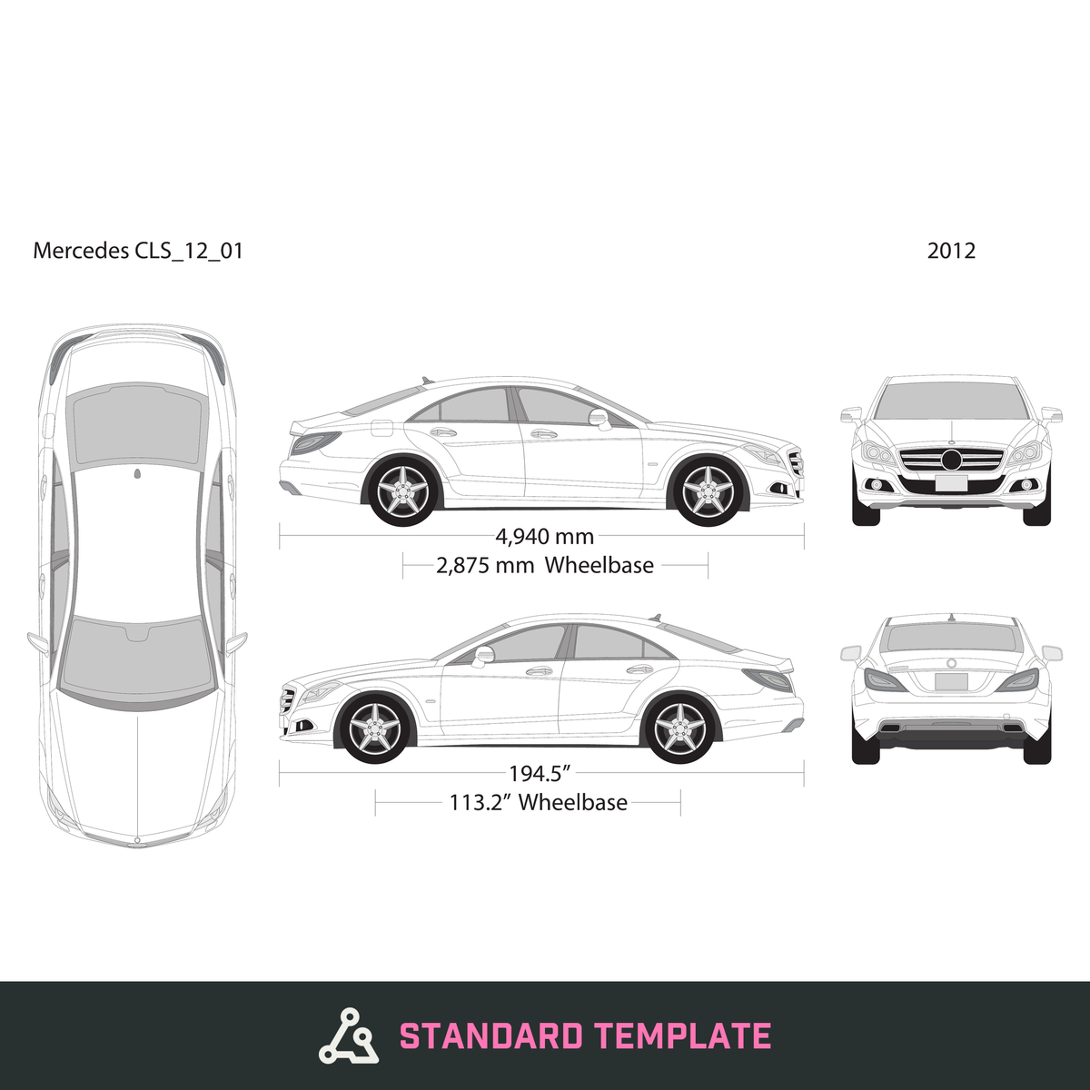 2012 Mercedes CLS vector wrap template, Design-Ready PDF - GravBase