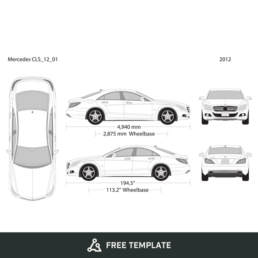 2012 Mercedes CLS free vector vehicle wrap template - GravBase