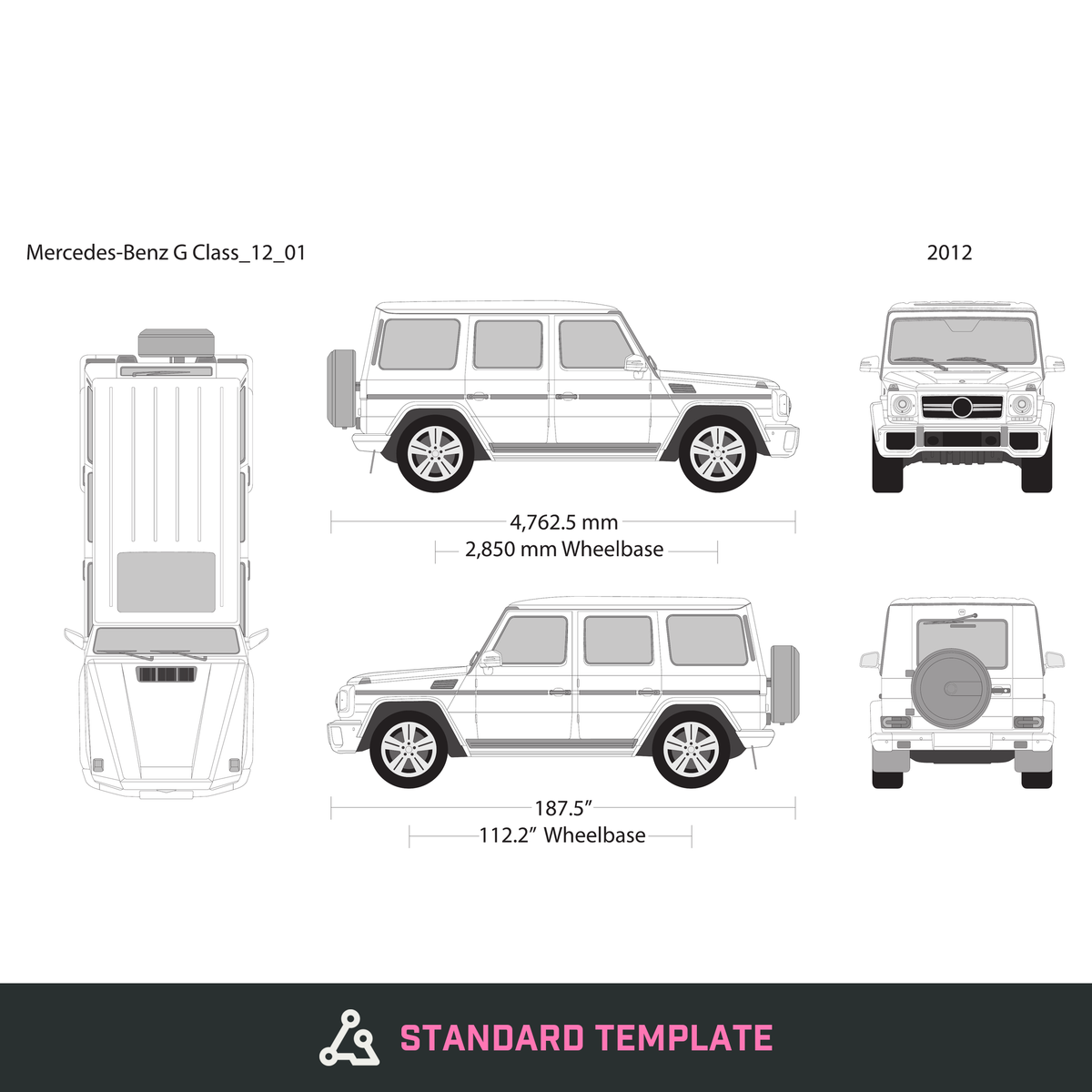 2012 Mercedes G Class vector wrap template, Design-Ready PDF - GravBase