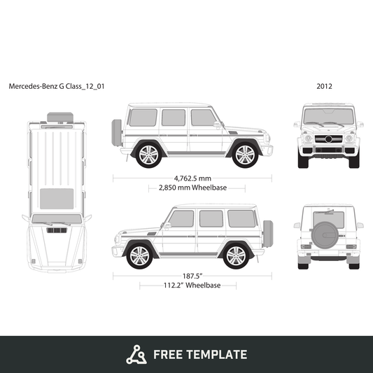 2012 Mercedes G Class free vector vehicle wrap template - GravBase