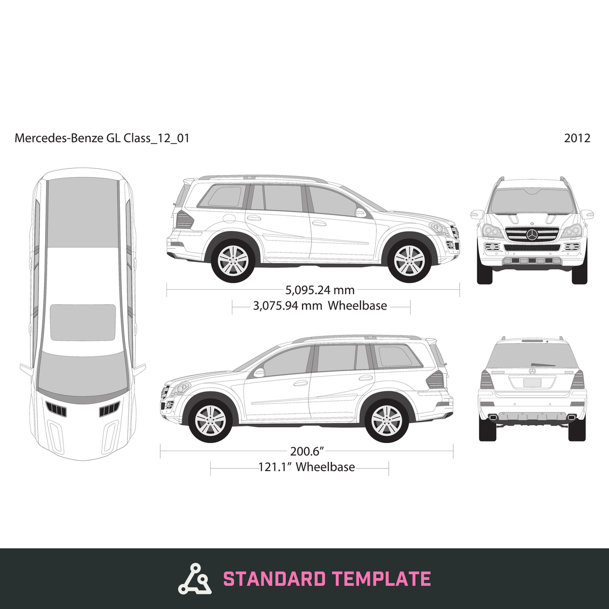 2012 Mercedes Gl-Class vector wrap template, Design-Ready PDF - GravBase