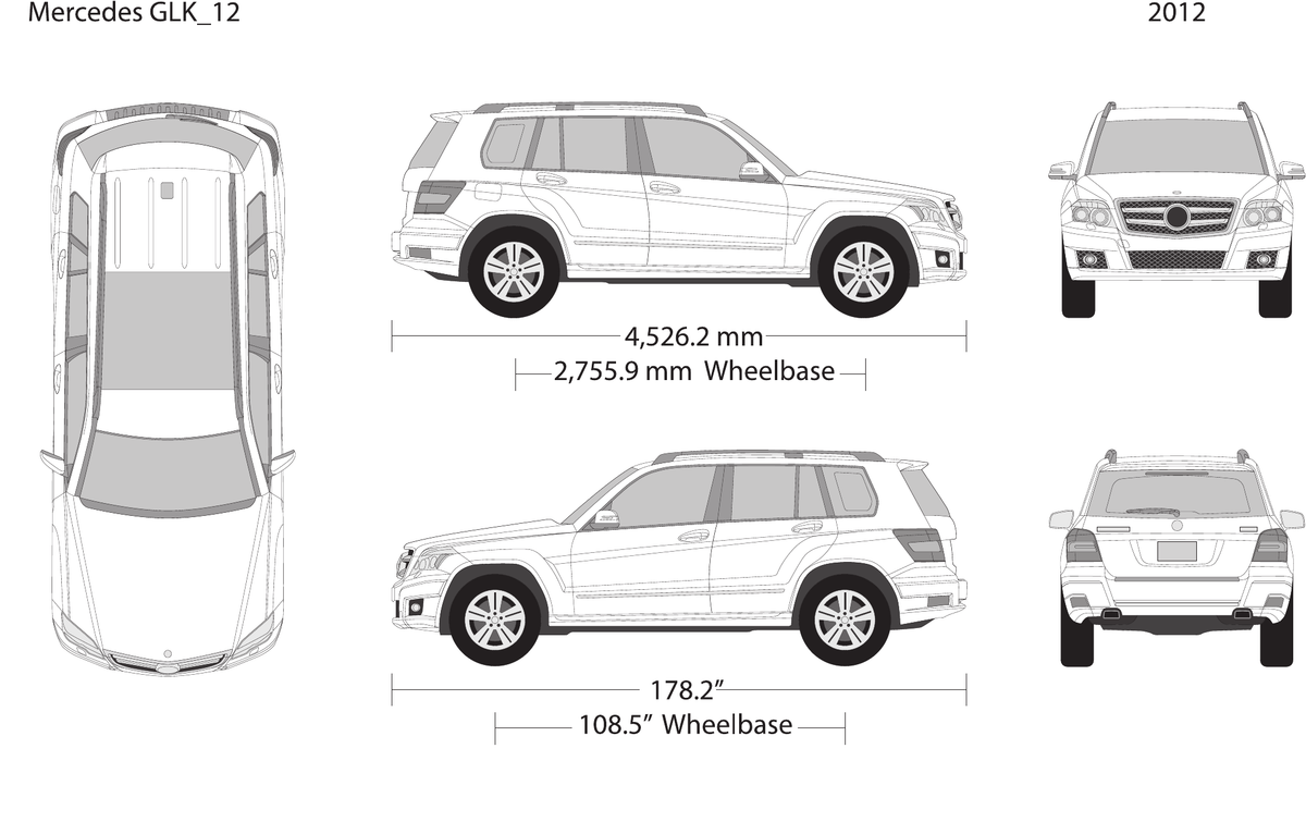 2012 Mercedes GLK vector wrap template, Design-Ready PDF - GravBase
