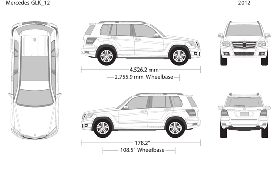 2012 Mercedes GLK vector wrap template, Design-Ready PDF - GravBase
