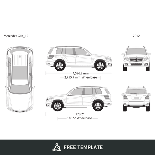 2012 Mercedes GLK free vector vehicle wrap template - GravBase