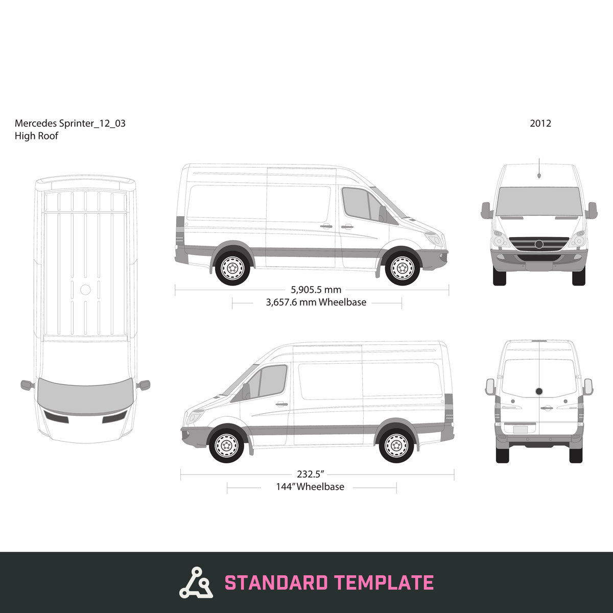 2012 Mercedes Sprinter vector wrap template V03, Design-Ready PDF - GravBase