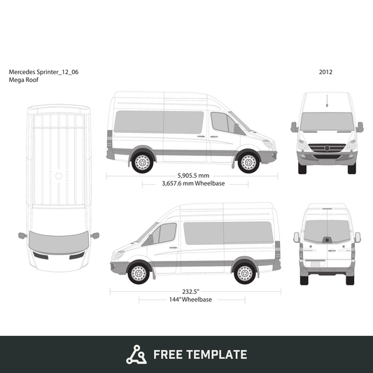 2012 Mercedes Sprinter free vector vehicle wrap template - GravBase