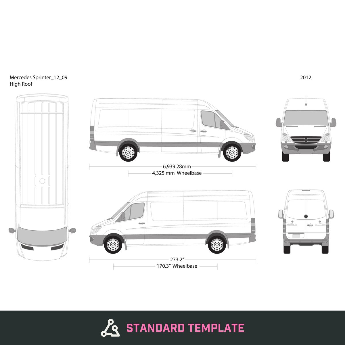 2012 Mercedes Sprinter vector wrap template V09, Design-Ready PDF - GravBase