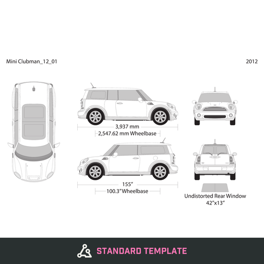 2012 Mini Cooper Mini Clubman vector wrap template, Design-Ready PDF - GravBase