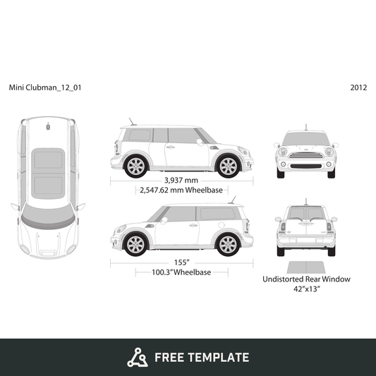 2012 Mini Cooper Mini Clubman free vector vehicle wrap template - GravBase
