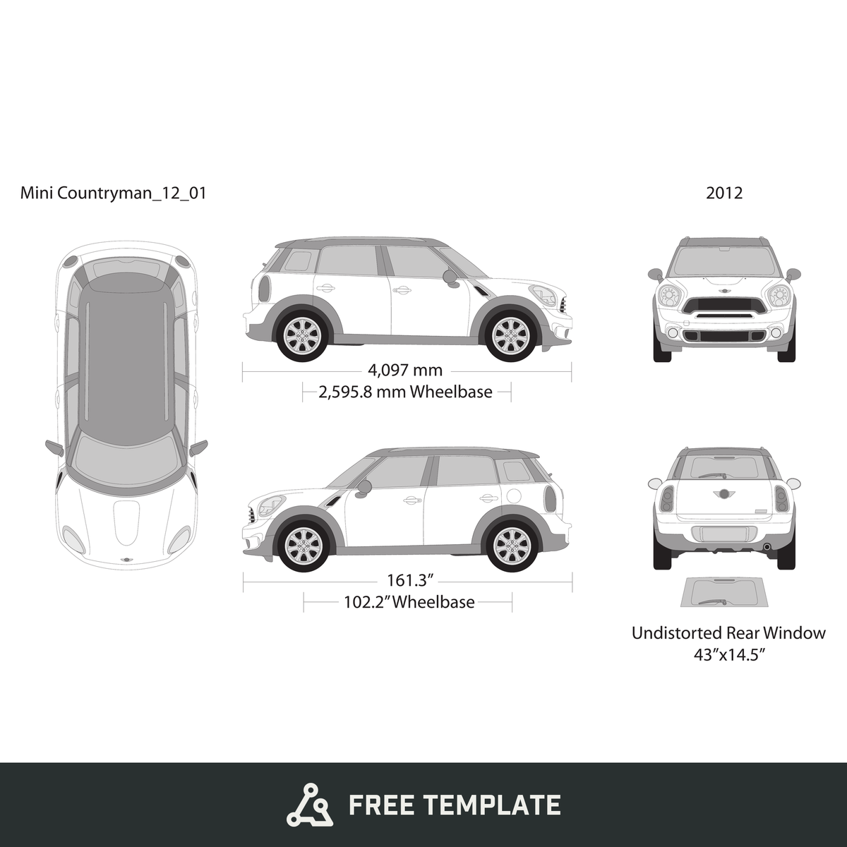2012 Mini Cooper Mini Countryman free vector vehicle wrap template - GravBase