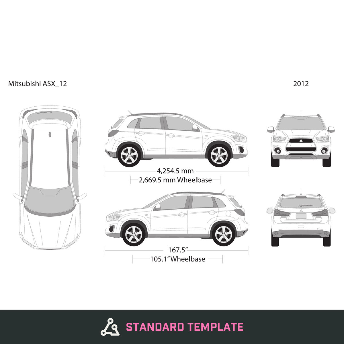 2012 Mitsubishi ASX vector wrap template, Design-Ready PDF - GravBase