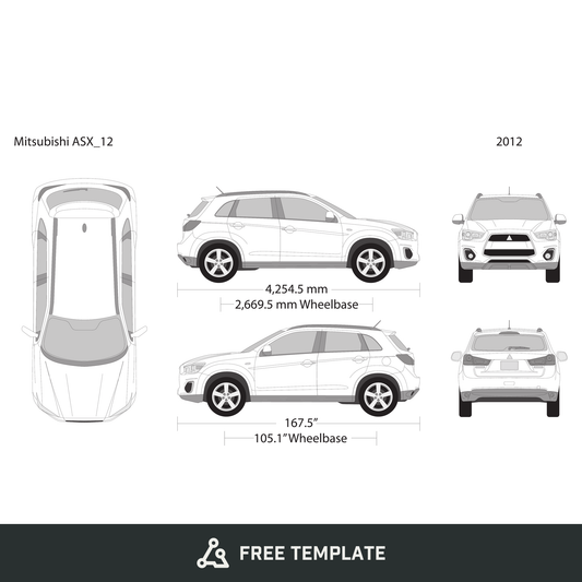 2012 Mitsubishi ASX free vector vehicle wrap template - GravBase